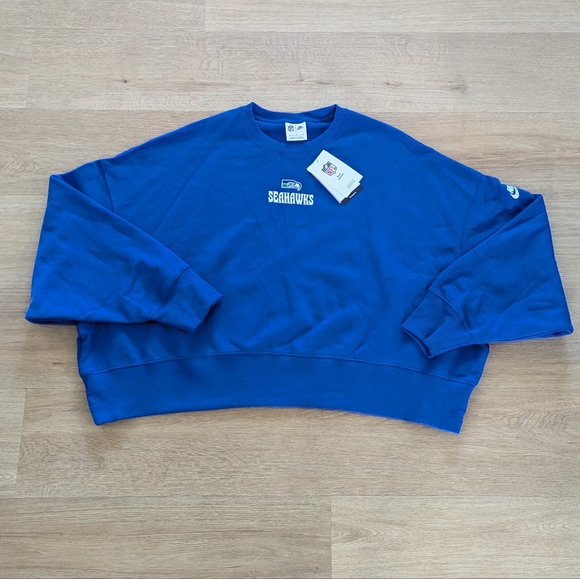 NWT Nike Women's Seattle Seahawks Embroidered Cobalt Blue Crewneck Size Large - Picture 7 of 7